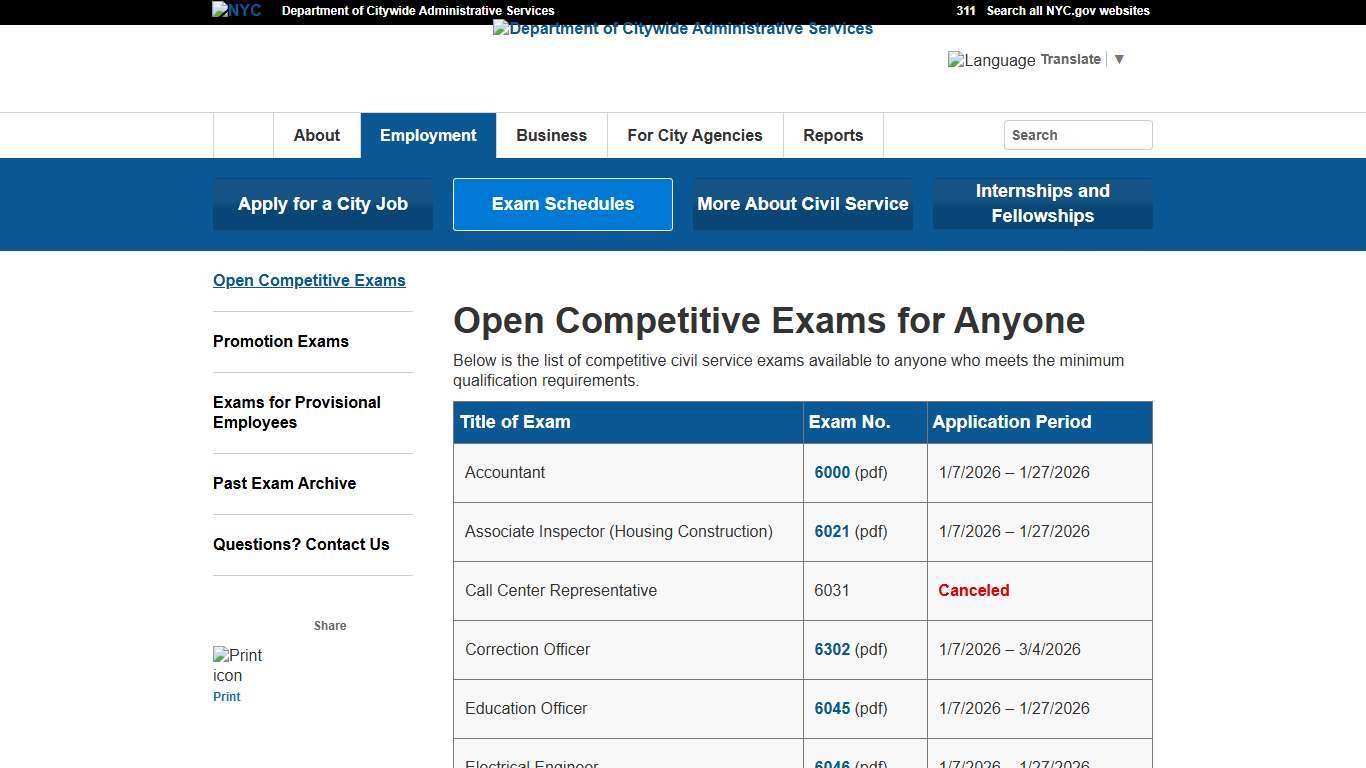 Open Competitive Exams for Anyone - Department of Citywide Administrative Services