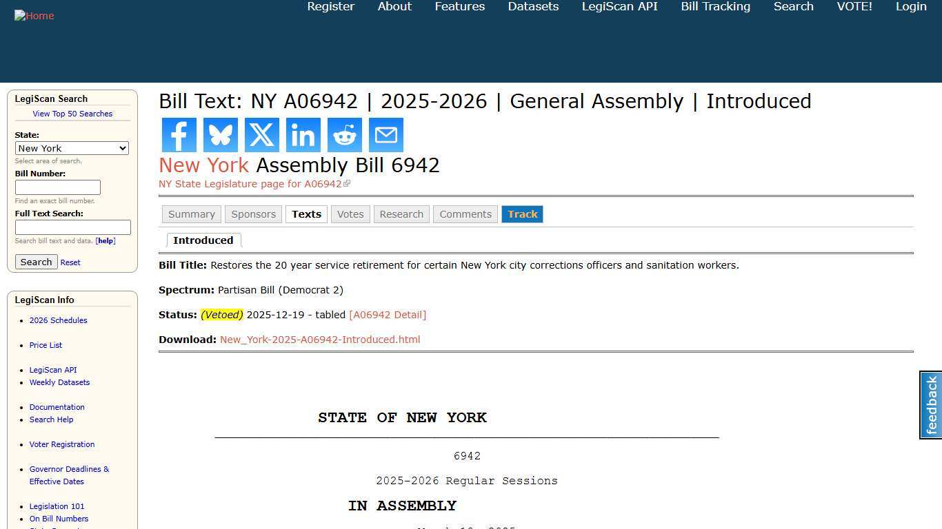 Bill Text: NY A06942 2025-2026 General Assembly Introduced LegiScan